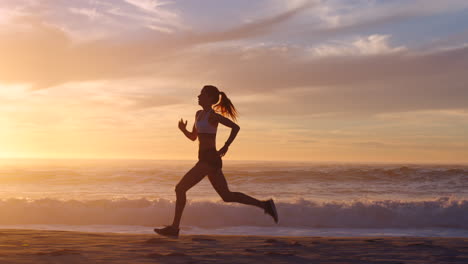 active, fit and motivated woman running in slow