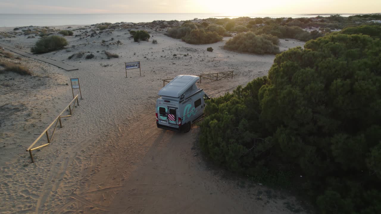 Campervan on a sandy beach