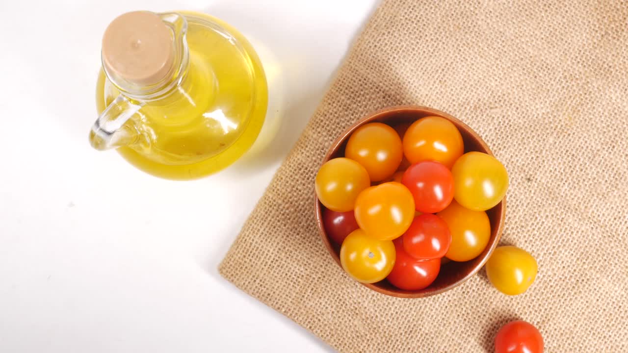 Colorful Cherry Tomatoes and Olive Oil