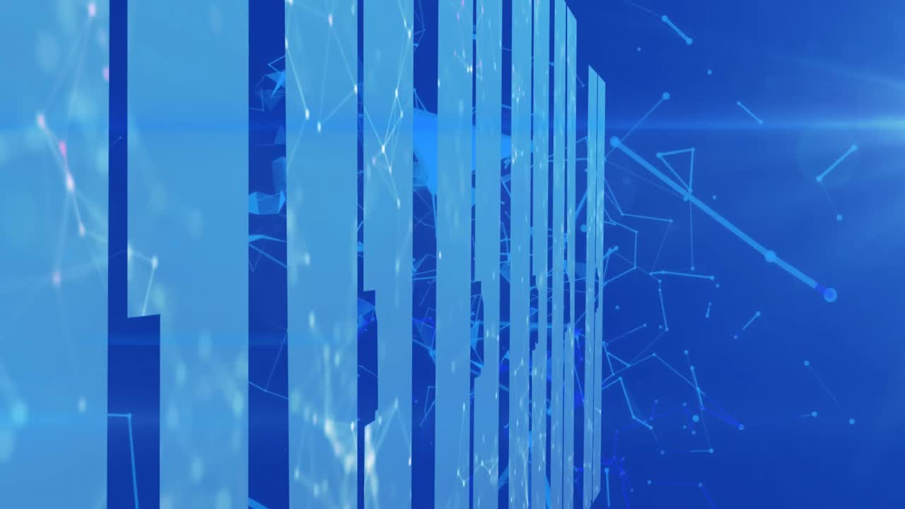 파란색 배경에 움직이는 모양의 애니메이션