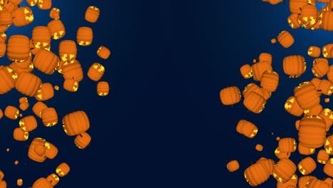 halloween pumpkin falling rotating on screen seamless background 3d autumn leaves garland holiday