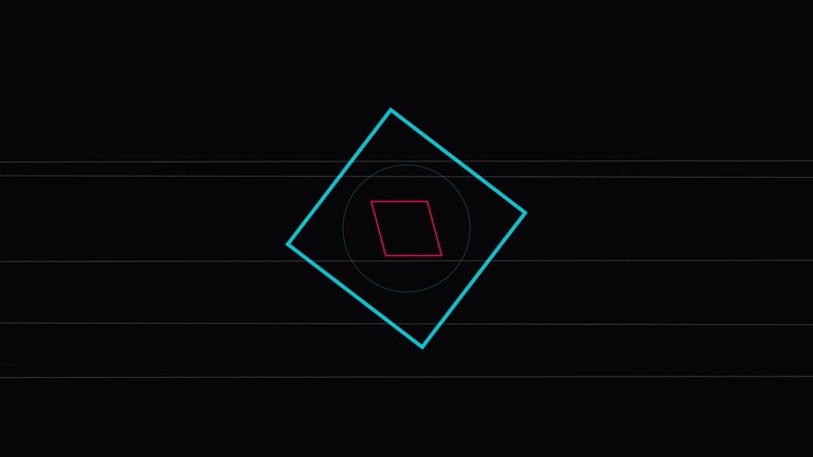 Abstract Geometric Shapes Rotating with Glitch Effects