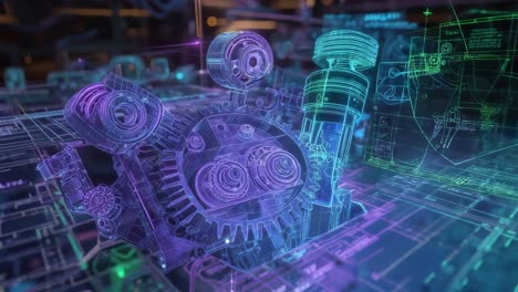 holograma de visualización del motor