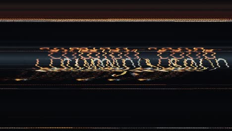 en breve el texto de la palabra de oro luz de animación de bucle con efecto de texto de glitch. 4k 3d bucle sin costuras en breve elemento de efecto para tráiler de cine, ventas de marketing título banner. estilo de la vieja consola de juegos.