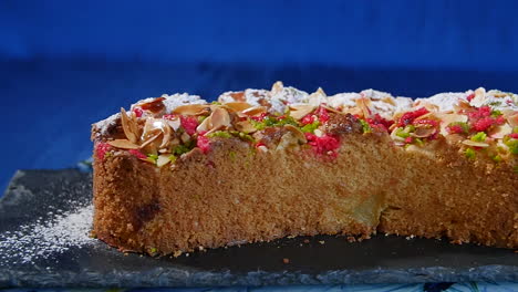 sliced almond cake with cranberries