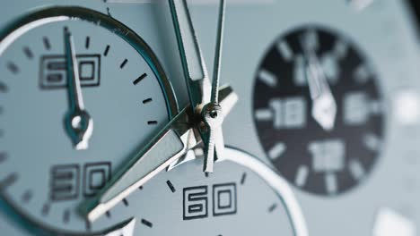 hand watch face with details and texture, timelapse. very close. arrow running in time lapse extreme macro close up of business clock front, moving fast seconds hand. 4k.