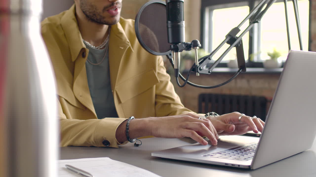 Free stock video - Close up view of man hands using the computer