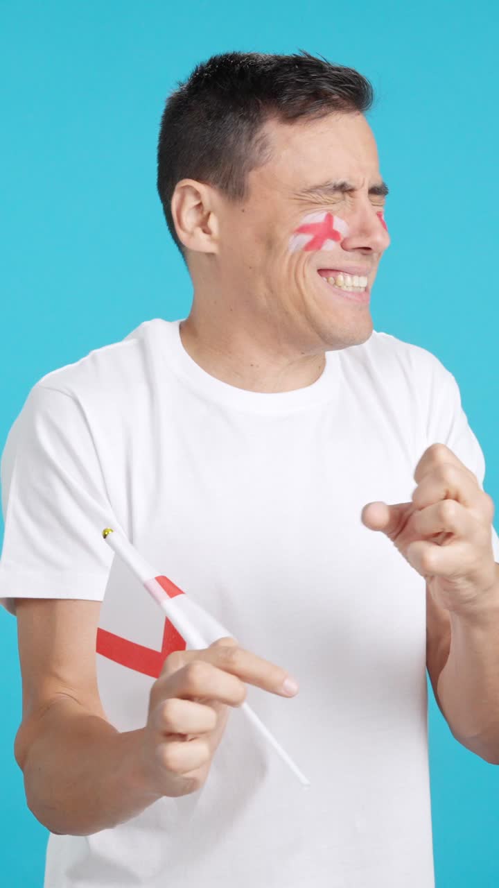 English supporter during an exciting march that is ultimately lost