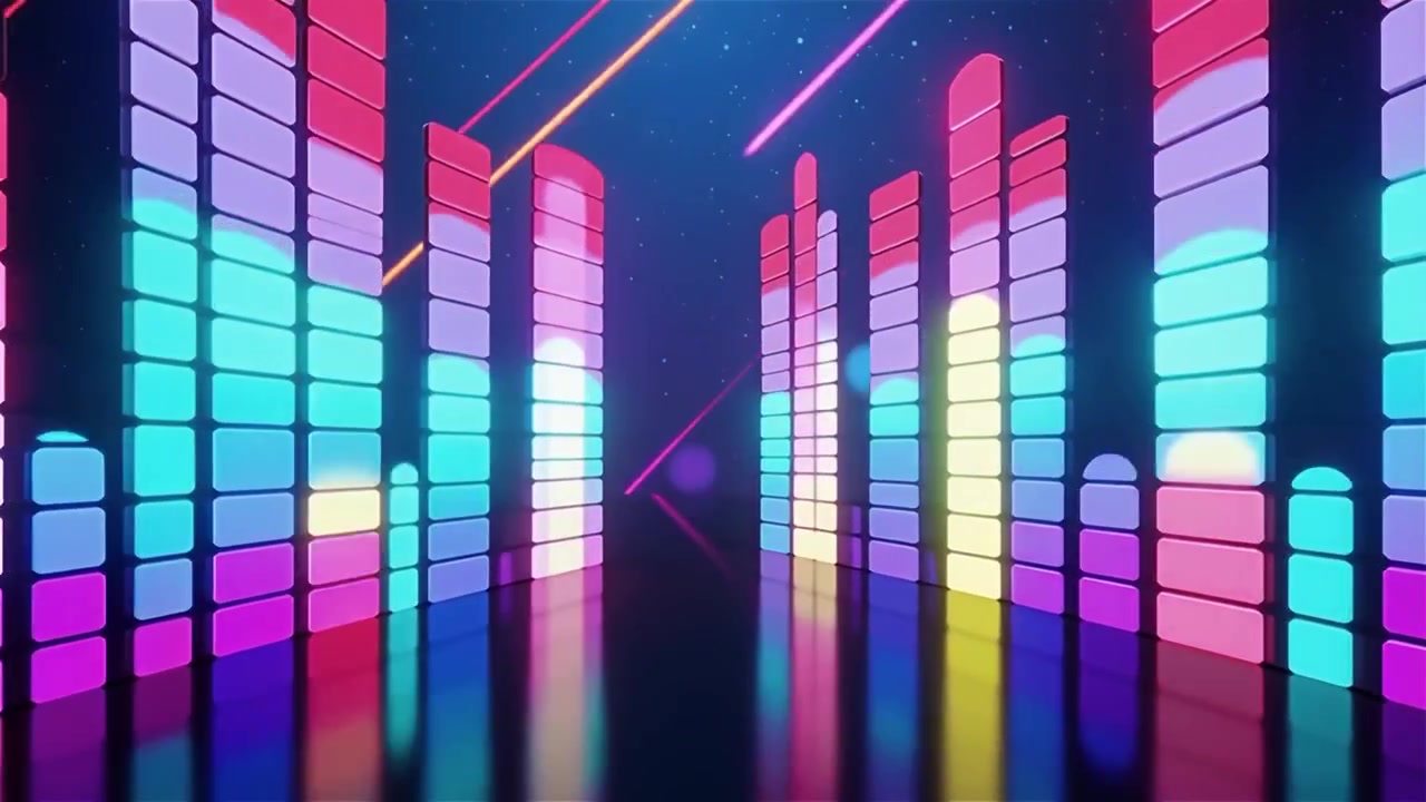 Futuristic Rainbow Neon Music Equalizer Visualizer Background