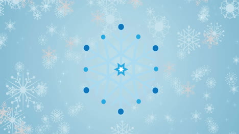 animation of snowflakes falling on blue background