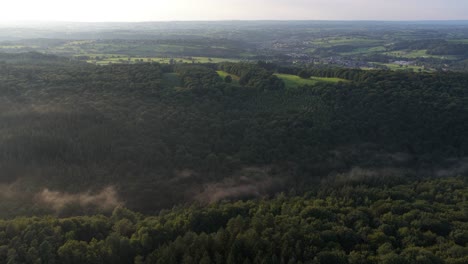 misty mountains of the north of luxembourg, beautifull nature hills. aerial video