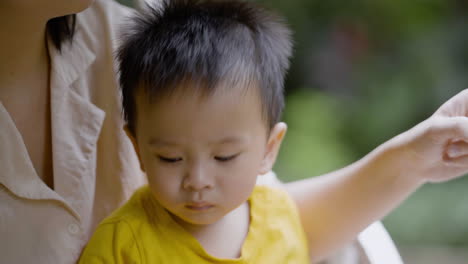 mother and child in a train