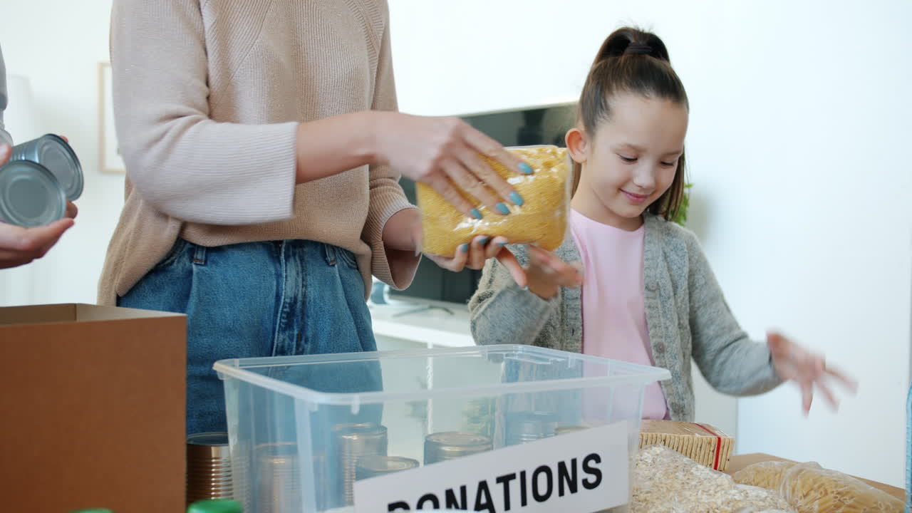 Family Donating Food