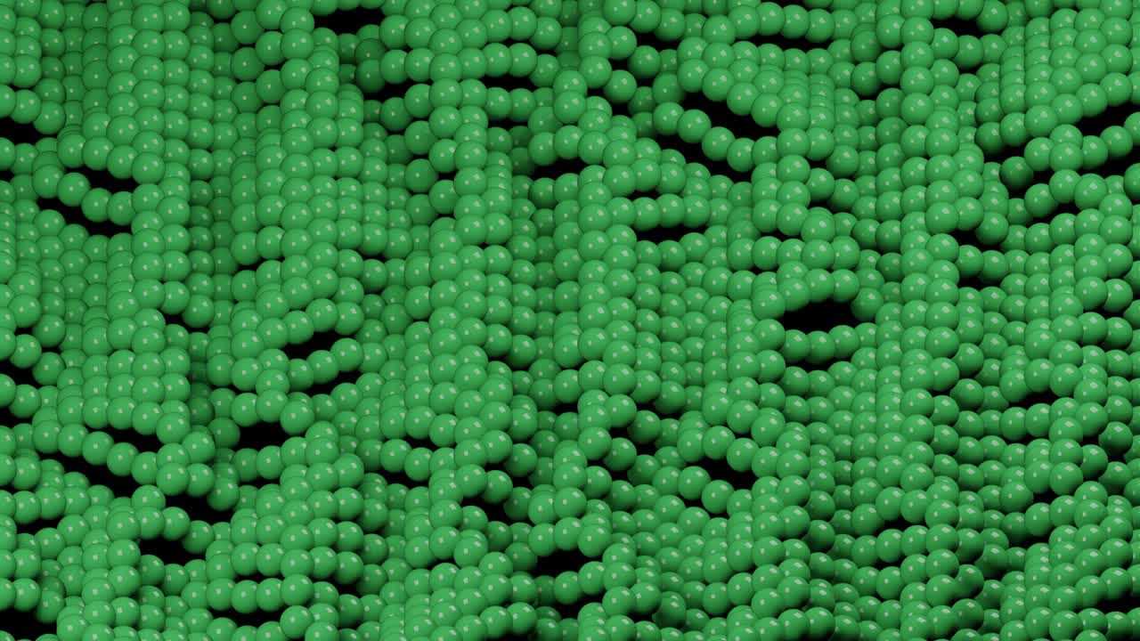 bolas verdes 3d movimiento ondulado en un fondo negro. simple movimiento gráfico animación en bucle