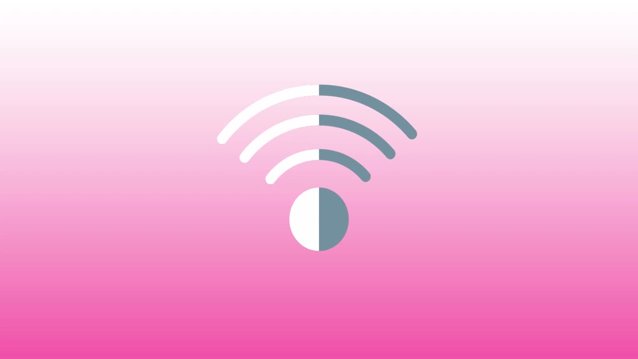 Animation of wifi icon over pink background