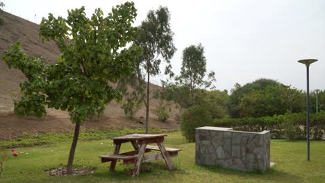 fixed shot of a rest stop in a nature trail in san antonio, cañete, lima, peru