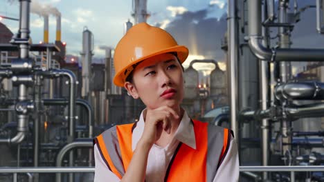 female engineer at a chemical plant