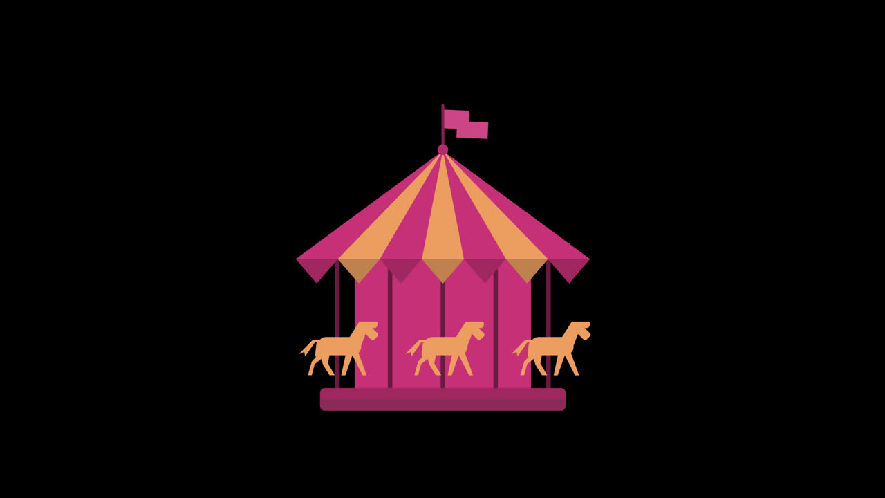 Premium stock video - Horse carousel amusement icon loop animation ...
