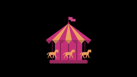 Horse-carousel-Amusement-icon-loop-Animation-video-transparent-background-with-alpha-channel