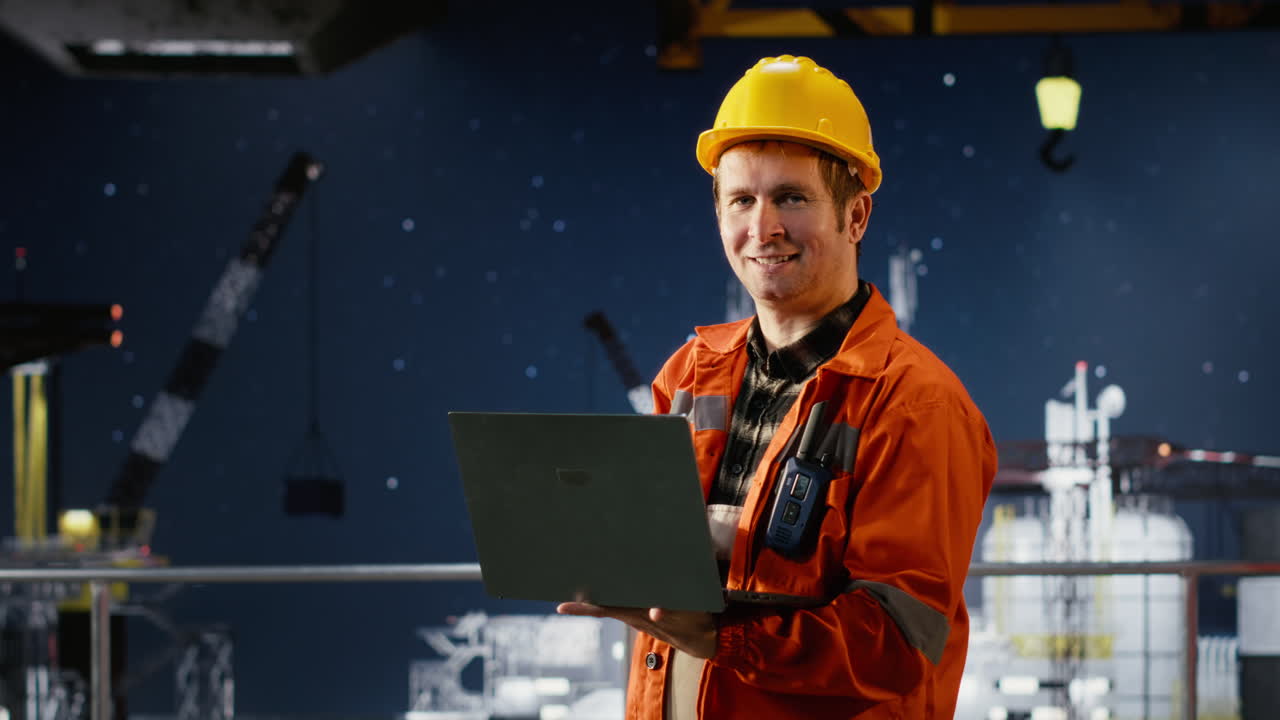 Un ingegnere di piattaforme petrolifere offshore valuta le prestazioni del sistema utilizzando app digitali