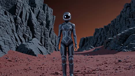 female astronaut on mars