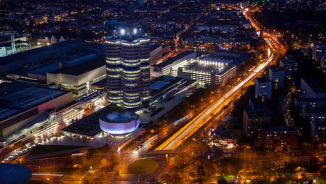 munich night aerial timelapse view