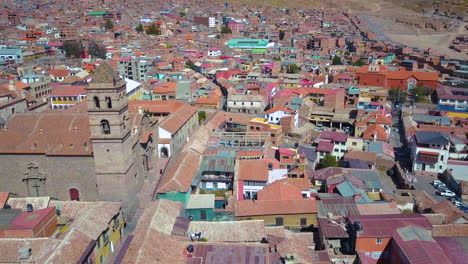 scenic aerial view flying over the historic city of potosi, bolivia