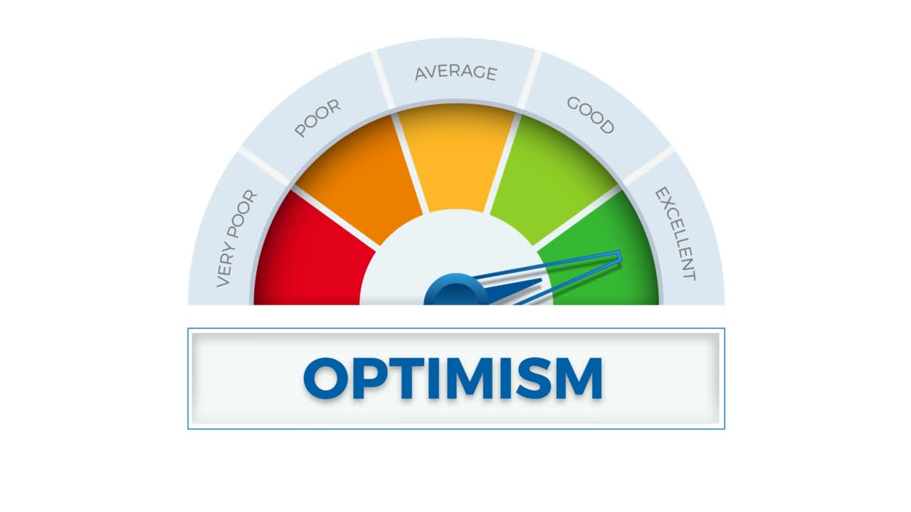 낙관주의의 수준을 측정하는 스피도미터: 크로마 키를 가진 애니메이션 일러스트레이션