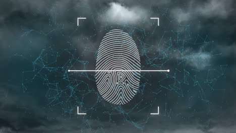 animation of biometric fingerprint and data processing over clouds