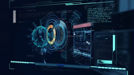 animación de escaneos y procesamiento de datos a través de una pantalla digital