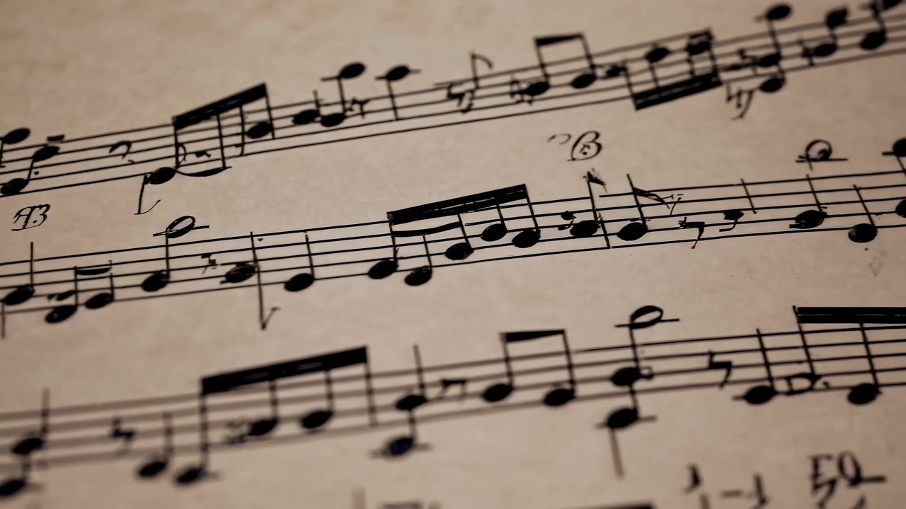 Close-up of Vintage Sheet Music with Musical Notes
