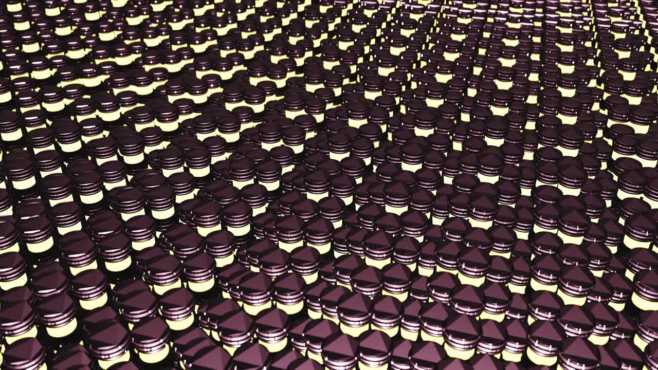 cilindros 3d con luces de neón fondo de movimiento ondulado. animación en bucle gráfico de movimiento mínimo