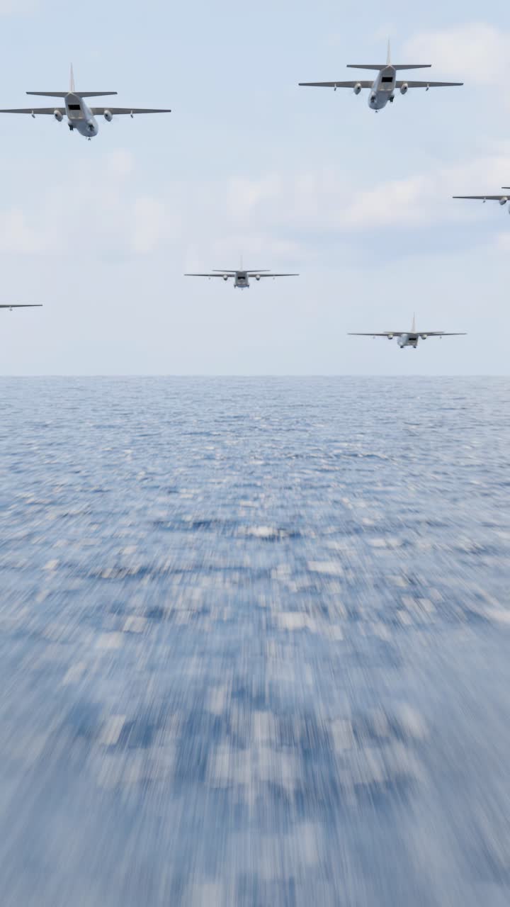 Airplanes flying over the sea