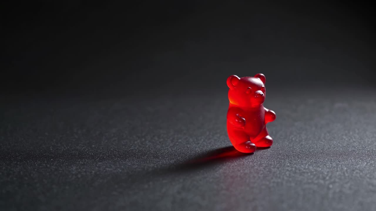 Red Gummy Bear on Dark Background