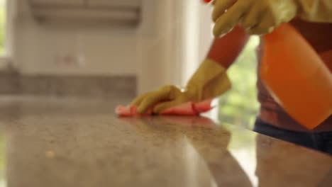 woman wiping the counter