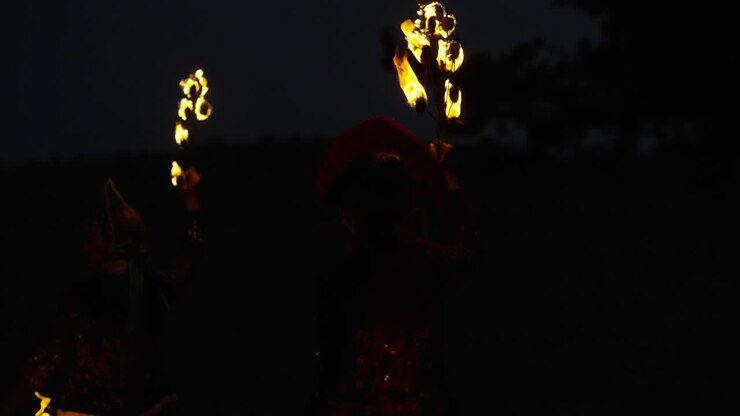 Danzatori del fuoco di notte