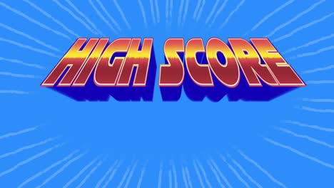 Animation-of-red-and-yellow-high-score-text-with-white-lines-on-blue-background