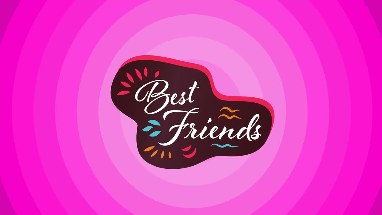 핑크색 동심 원 배경에 텍스트 가장 친한 친구의 애니메이션