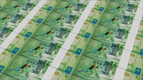 2000 kazakhstani tenge banknotes printed by a money press