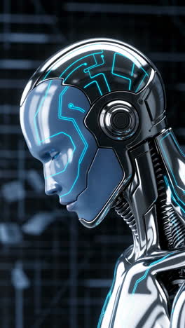 futuristic robot profile with glowing circuits