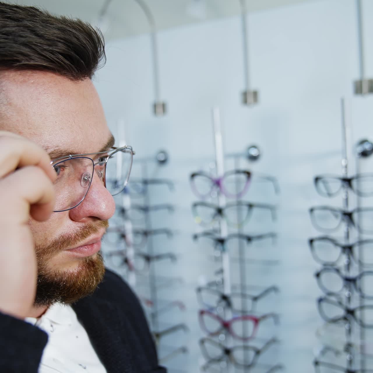 Patient in optics store