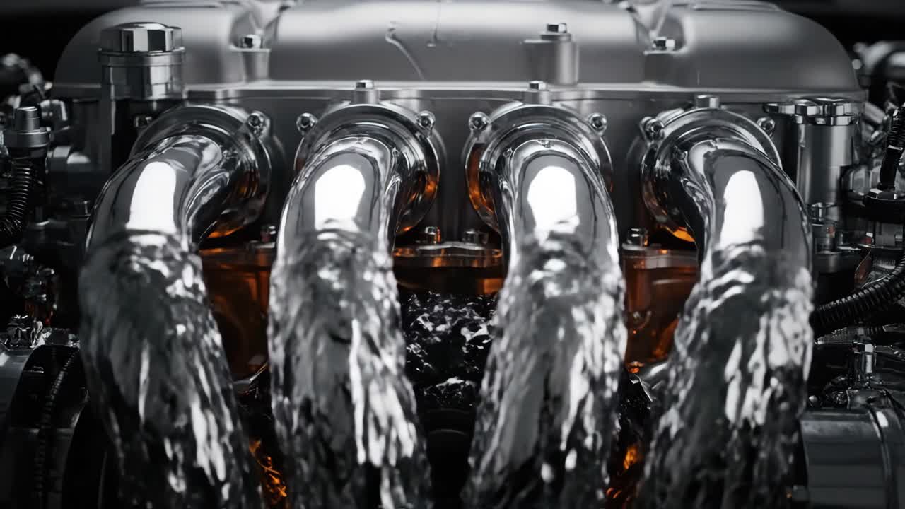 Close-up of a Shiny Car Engine