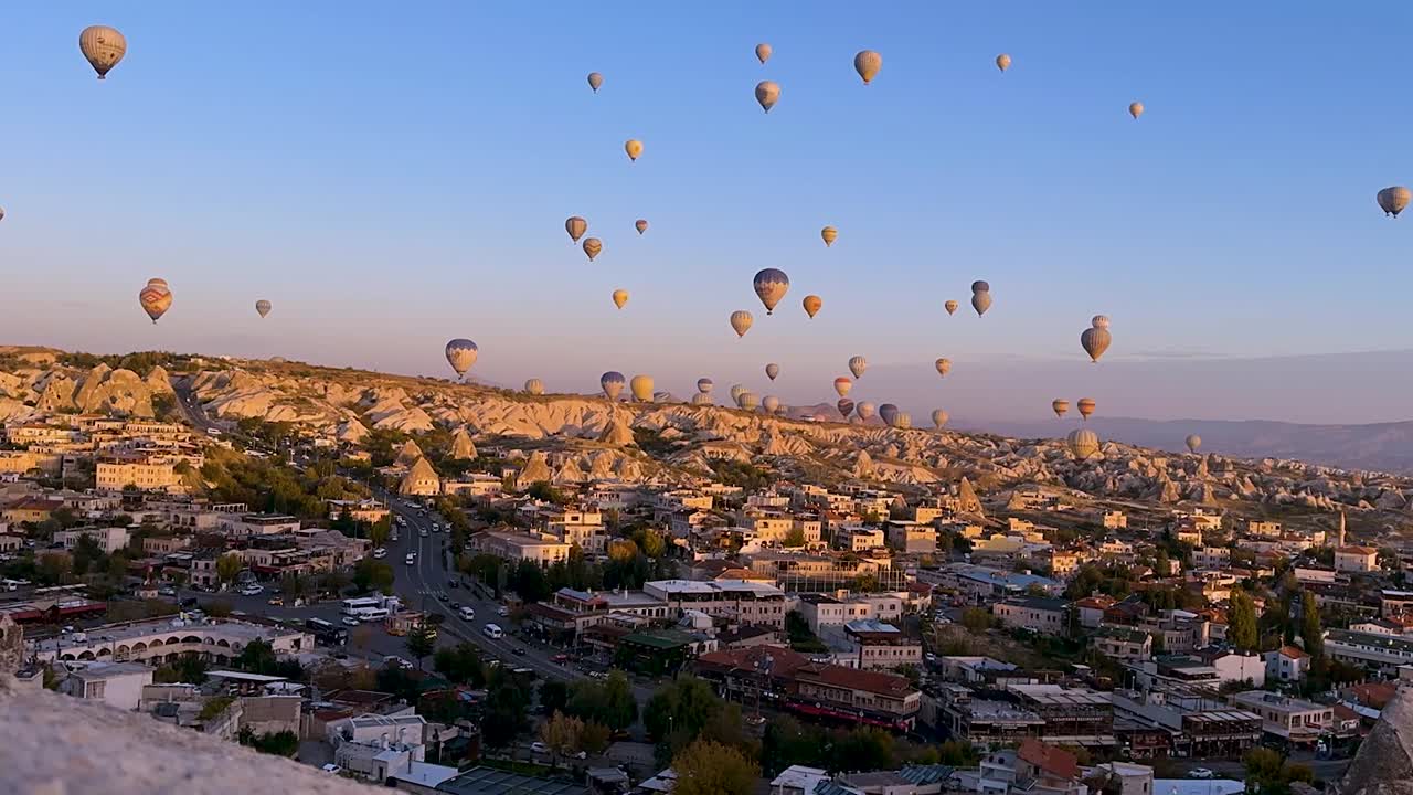 Hot air balloon bucket list in Cappadocia Turkey trip Travel to Anatolia Istanbul Mediterranean sea black sea land historical city of rock erosion effect famous cobblestone street walking destination