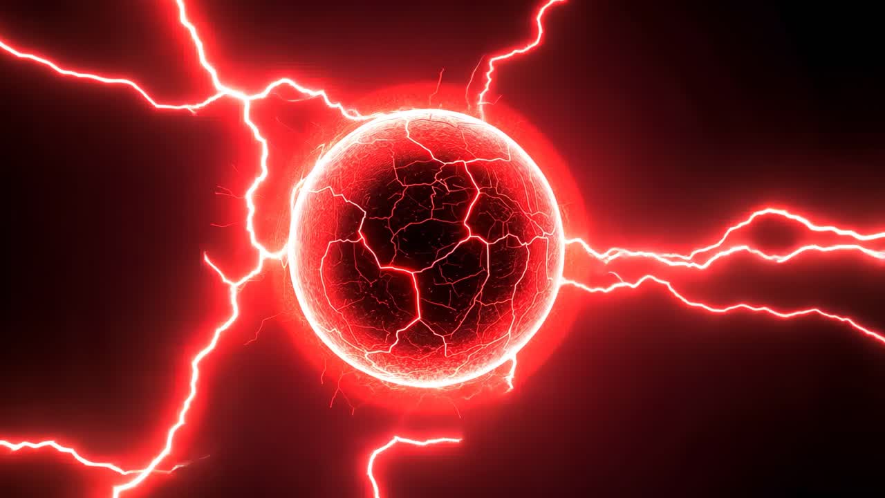 Red Energy Sphere with Lightning