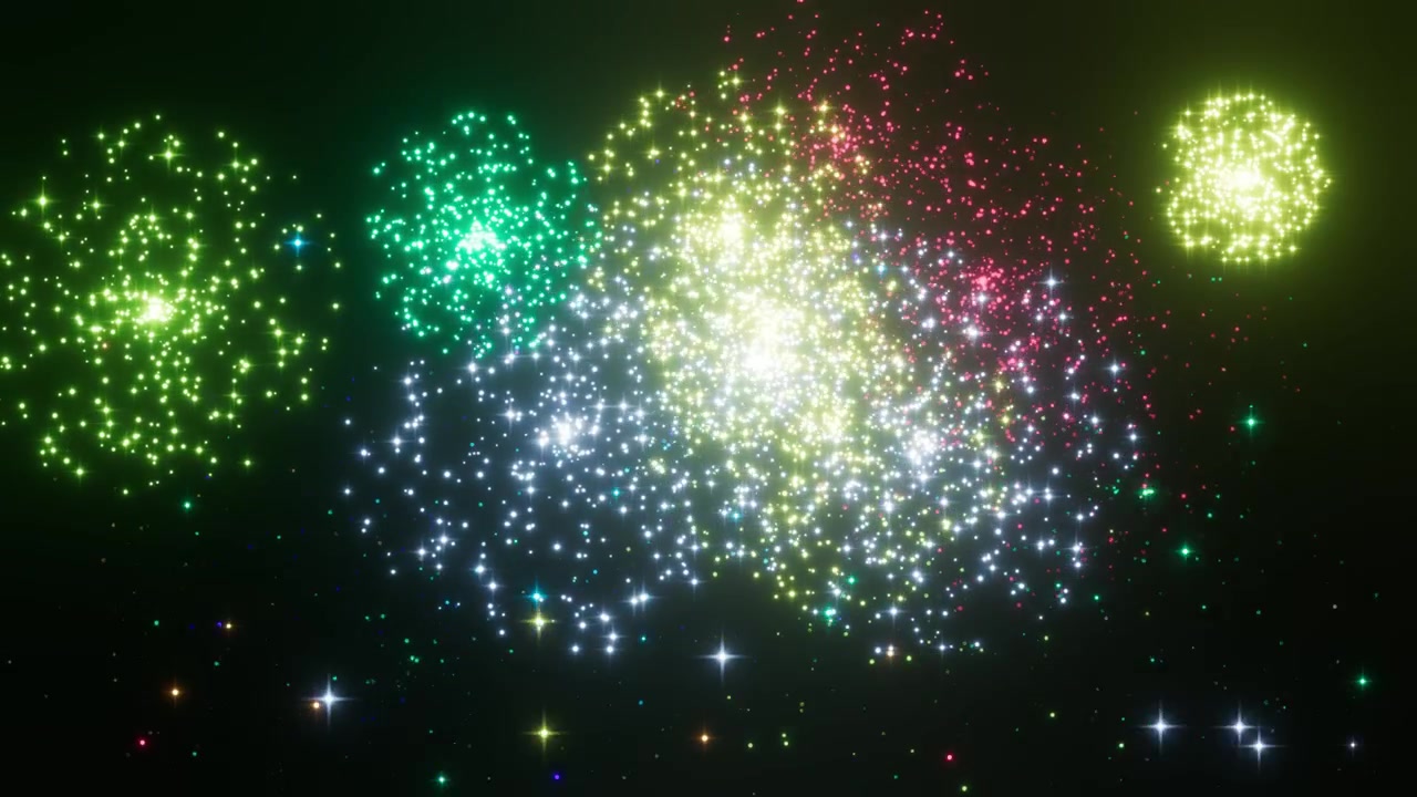 Fuochi d'artificio vivaci blu e gialli che esplodono nel cielo notturno