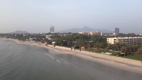 aerial scenic view of hua hin beach in thailand