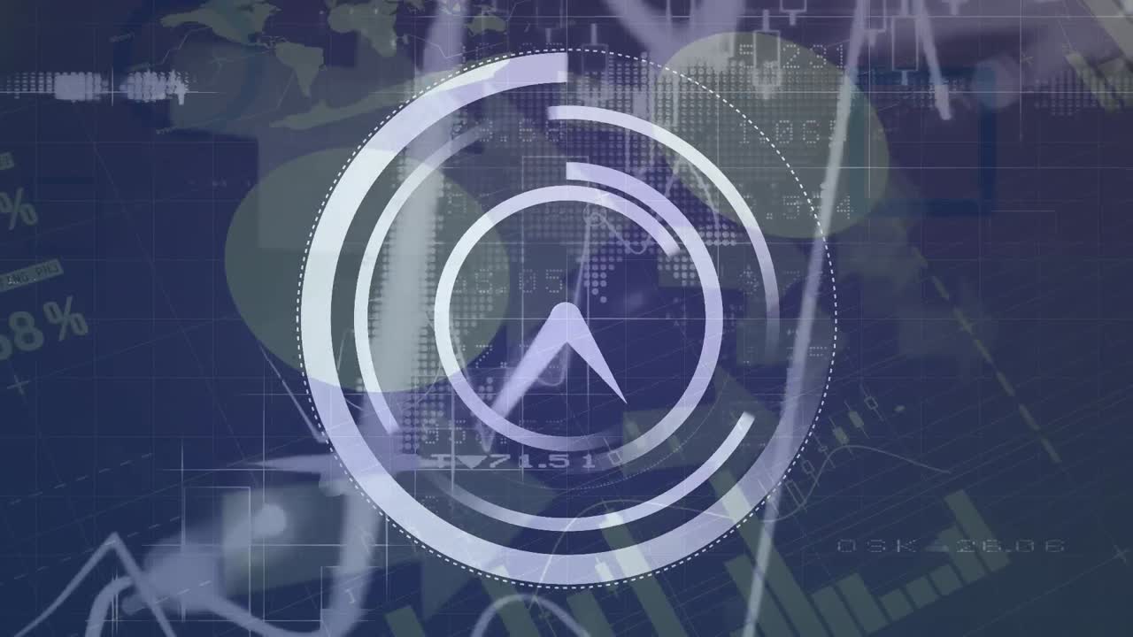 animación de un reloj en movimiento sobre el procesamiento de datos sobre fondo azul