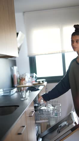 woman doing chores in a kitchen