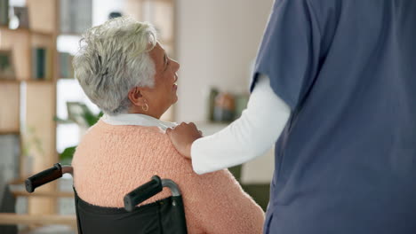elderly woman receiving care from a nurse