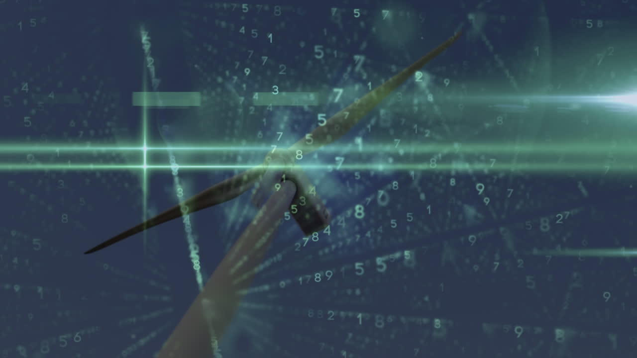 animación del procesamiento de datos sobre la turbina eólica